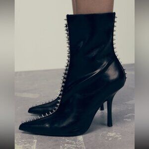 Zara Studded Heeled Ankle Boots studs Spiked Size 36 NEW